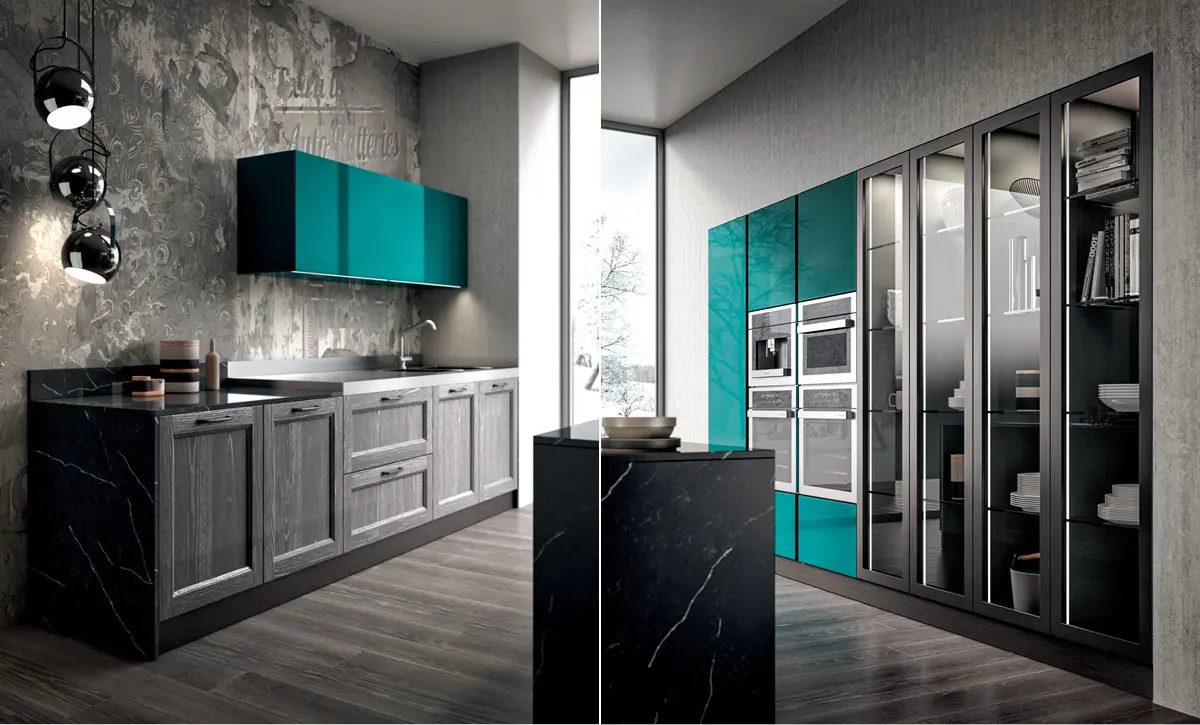 Dettagli di design per una cucina verde moderna